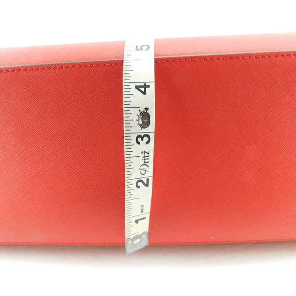 New MICHAEL KORS MK Logo Red Leather Satchel Tote Shoulder Strap Large Bag - Picture 9 of 11